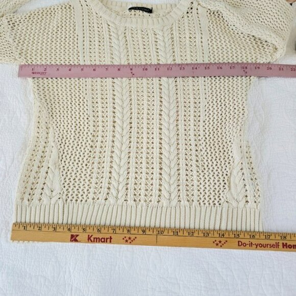 Volcom Women's Ivory Open Knit Sweater Size Small Rounded Neckline Beachy Boho - Picture 9 of 12